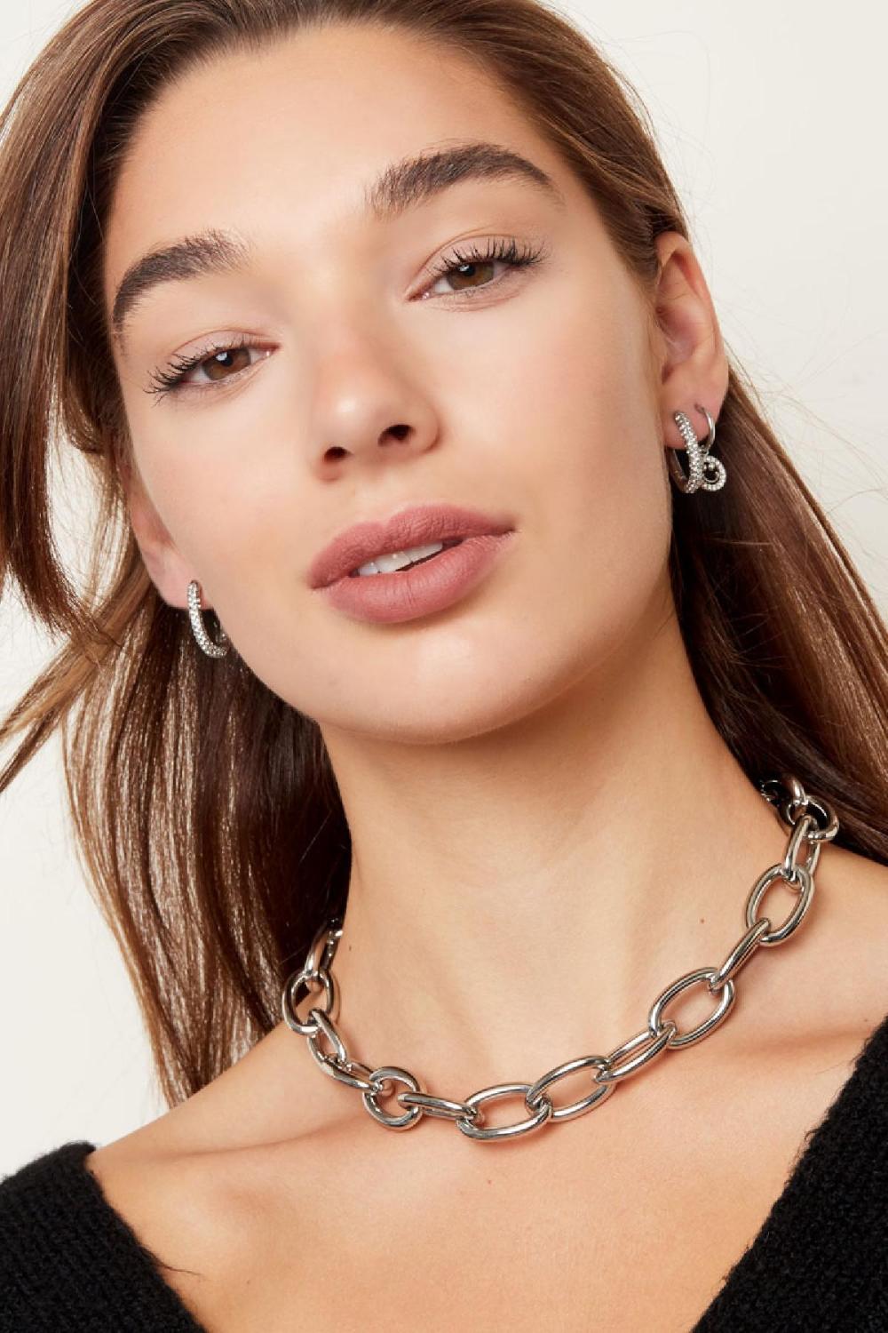 Boucles D'oreilles Ovales Avec Zircone Acier Inoxydable Image2