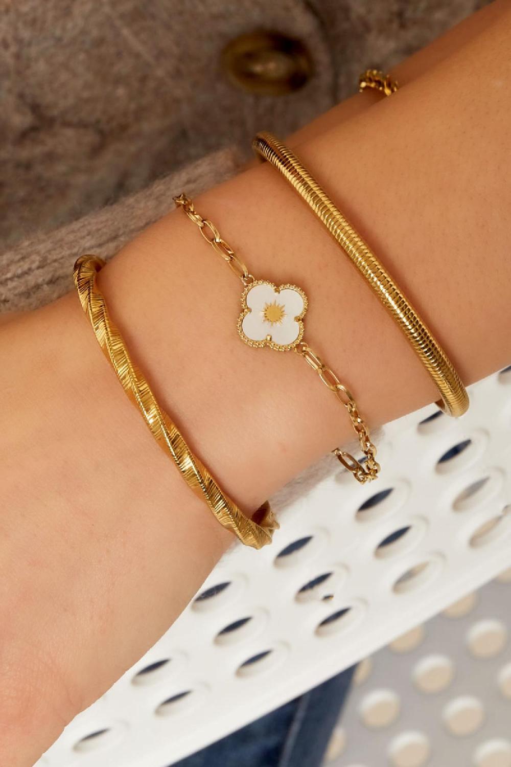Bracelet 1 Fleur Argenté Acier Inoxydable Image2