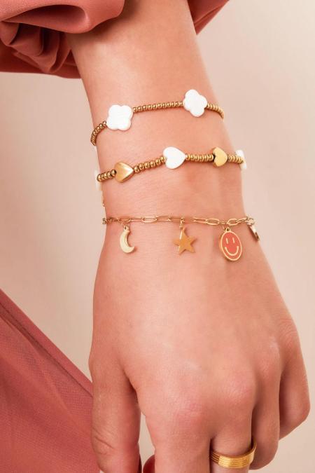 Bracelet coquillage trèfles Couleur or Acier inoxydable 2