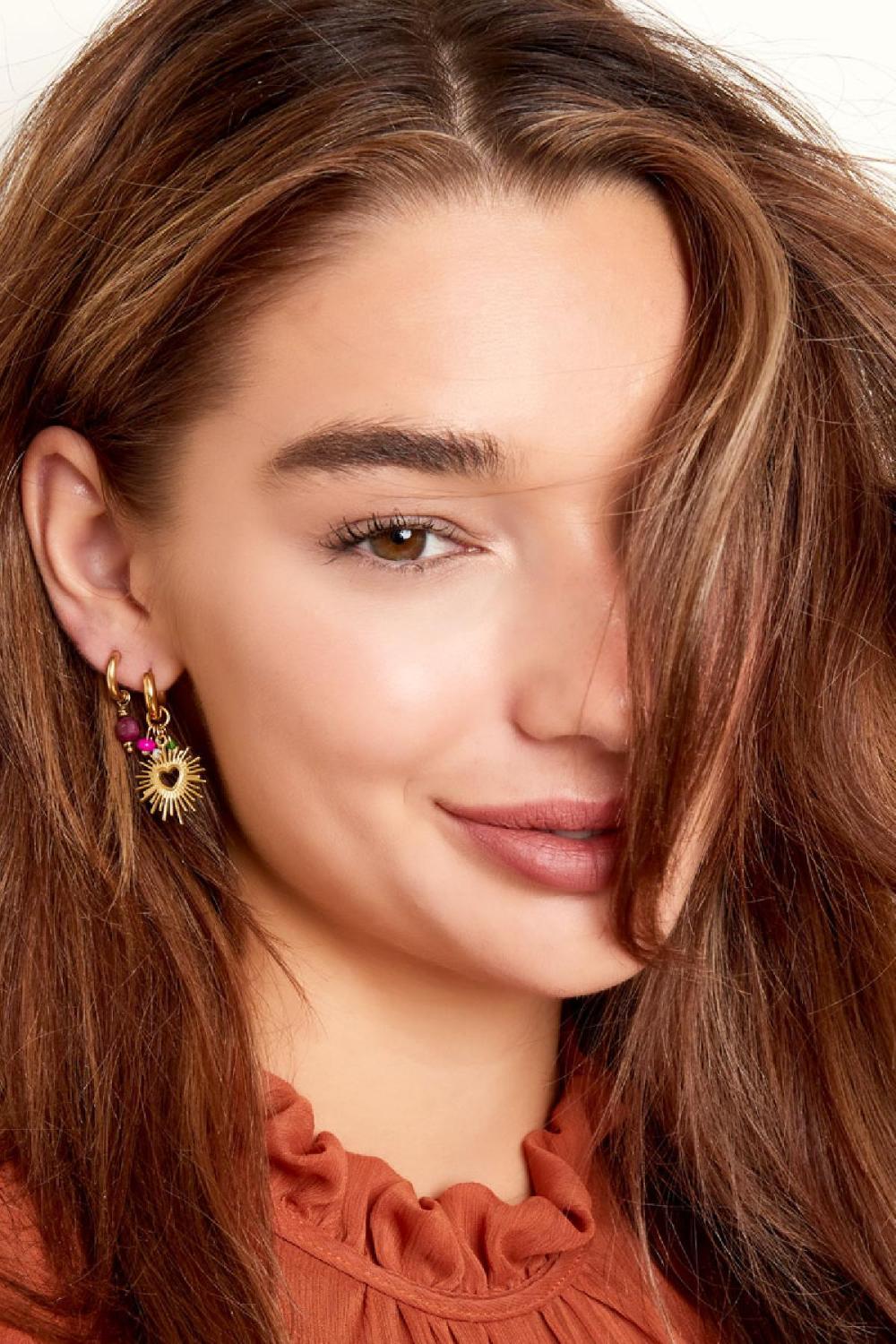 Boucles D'oreilles Avec Coeur Et Perles Acier Inoxydable h5Image2