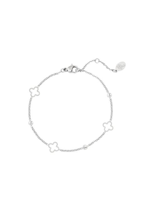 Bracelet trèfles ouverts Argenté Acier inoxydable