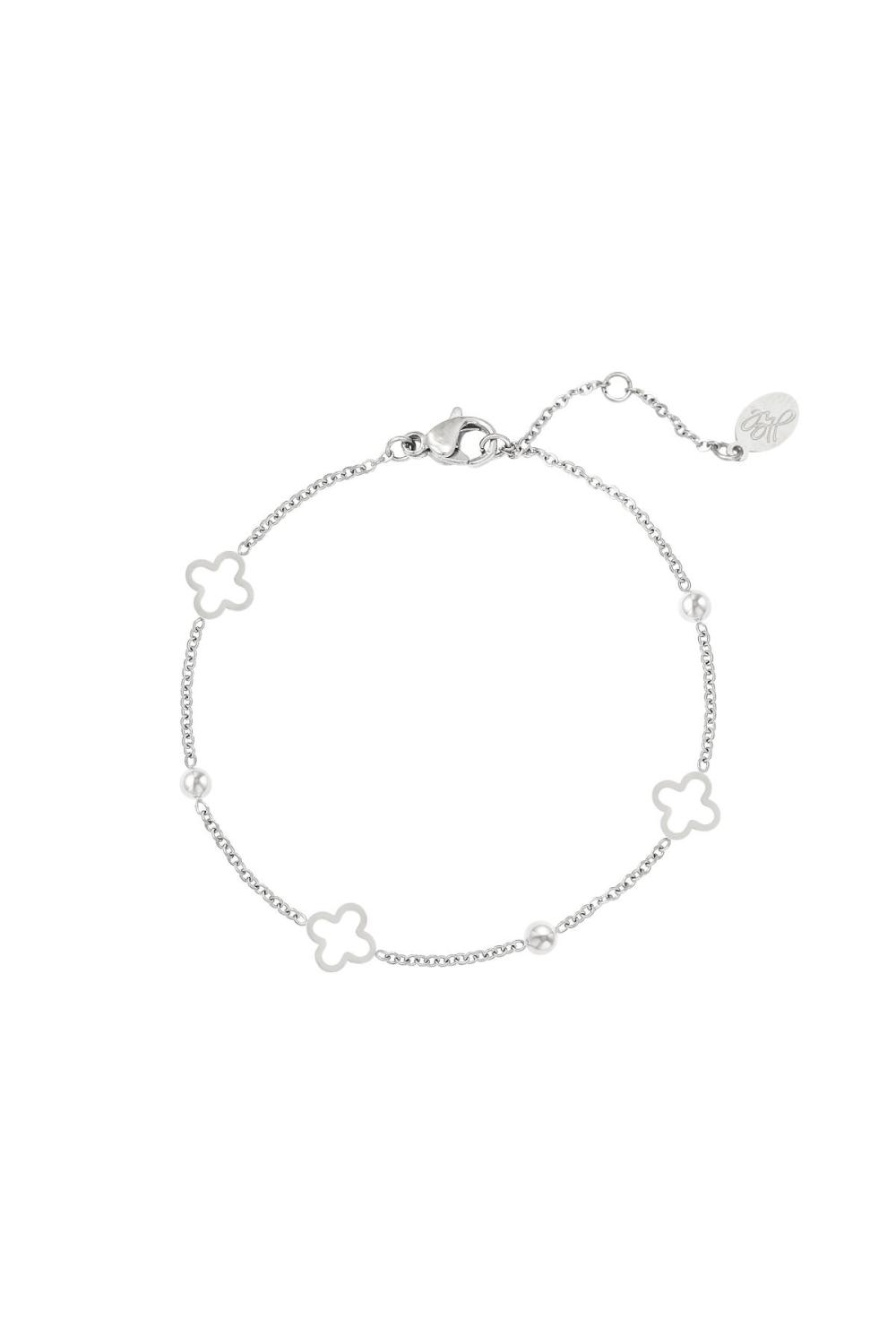 Bracelet Trèfles Ouverts Argenté Acier Inoxydable