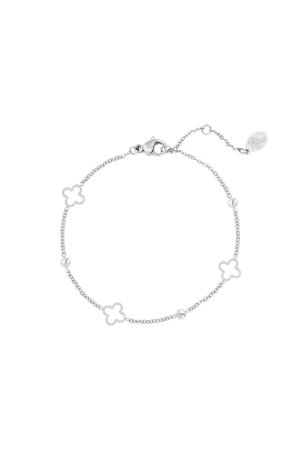 Bracelet Trèfles Ouverts Argenté Acier Inoxydable h5