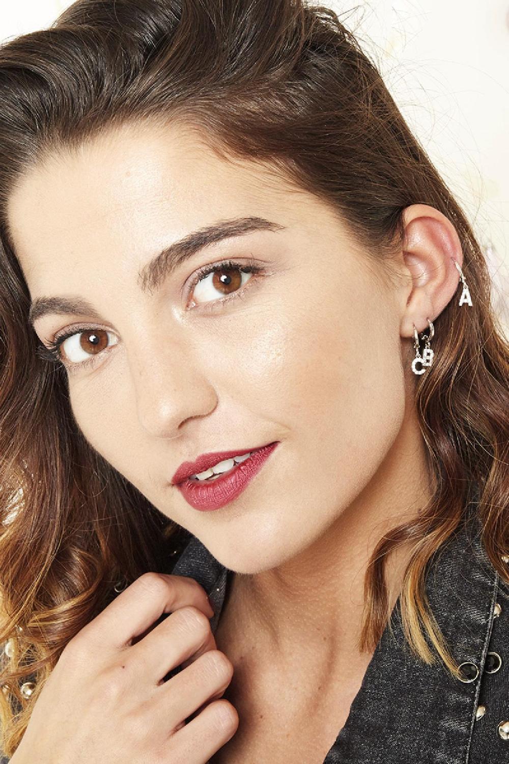 Boucles D'oreilles Initial P Noir Cuivré Image9