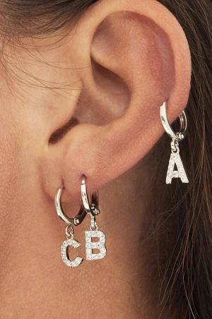 Boucles D'oreilles Initial P Noir Cuivré h5 Image11
