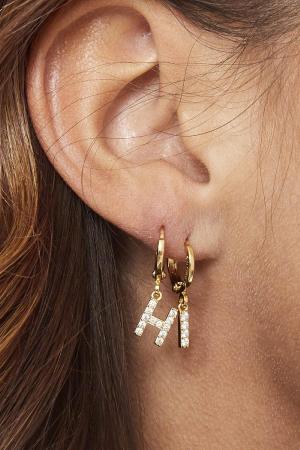 Boucles D'oreilles Initial P Noir Cuivré h5 Image7