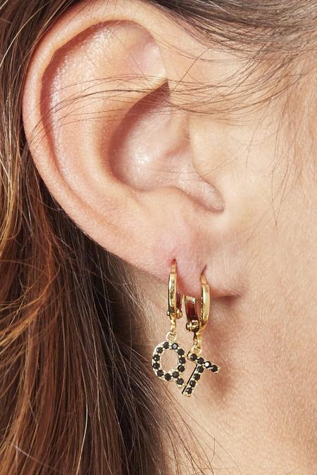 Boucles d'oreilles Initial P Noir Cuivré 2