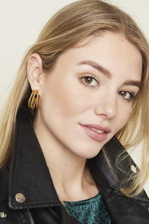 Boucles D'oreilles Noir Argenté Acier Inoxydable h5 Image3