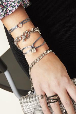 Bracelet Satin Lock Noir & Couleur Or Polyester h5 Image2