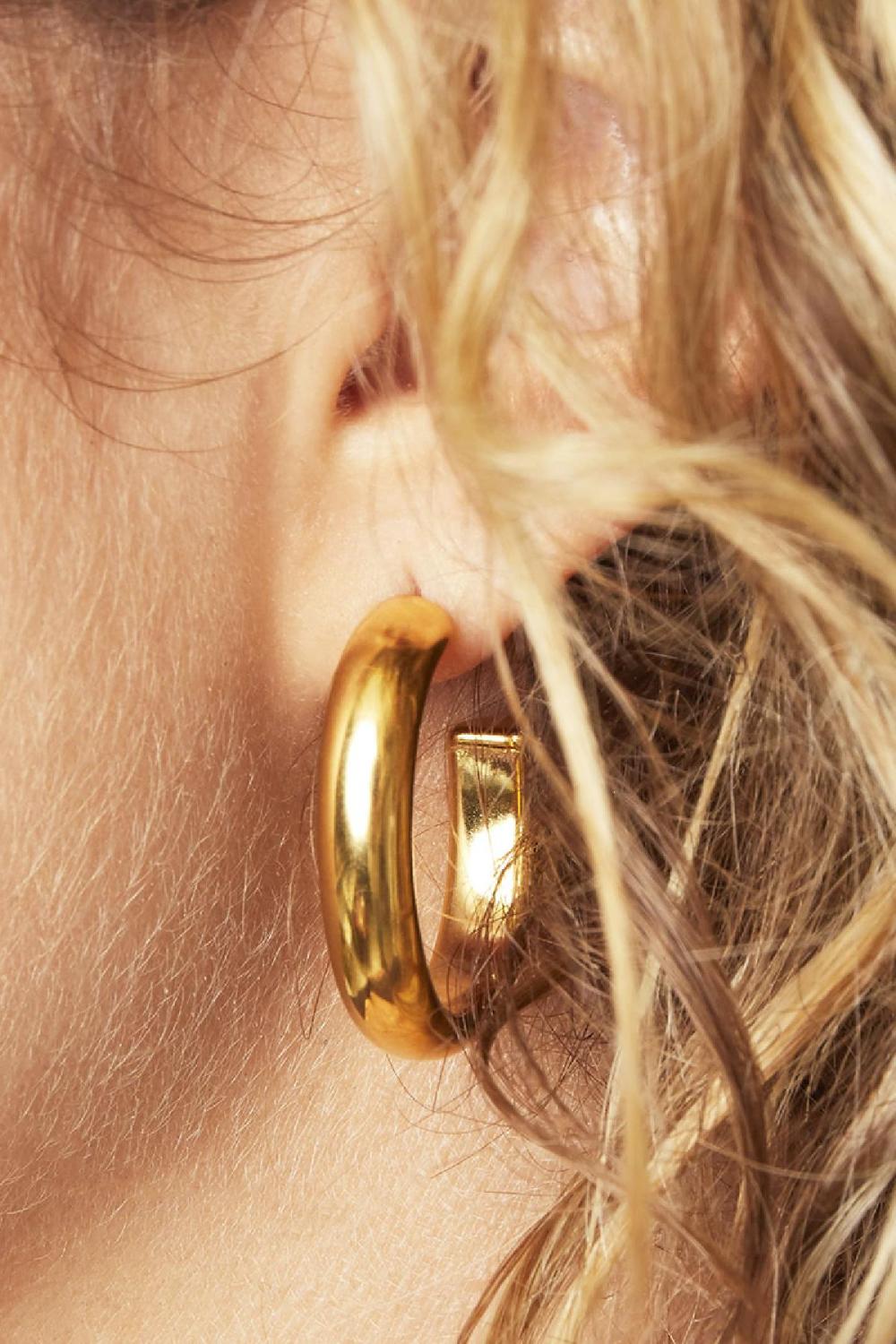 Boucles D'oreilles Hoops Smooth Acier Inoxydable h5Image2
