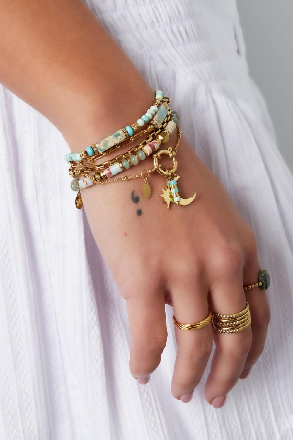 Bracelet Avec Pendentif Pierre Naturelle - Collection Pierres Naturelles Rose & Couleur Or Acier Inoxydable h5Image2