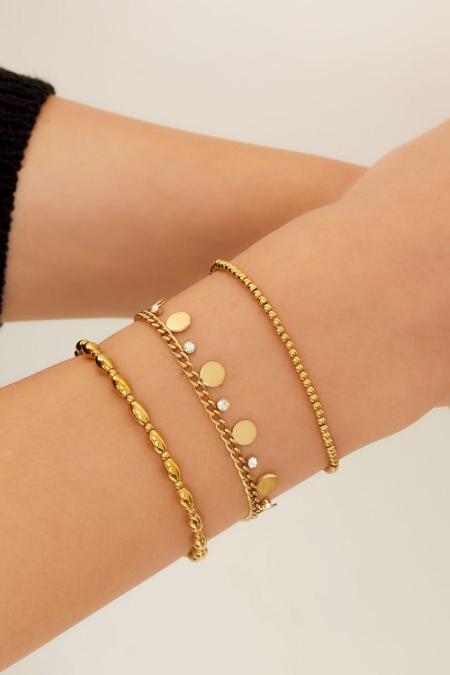 Bracelet cercles avec strass Couleur or Acier inoxydable 2