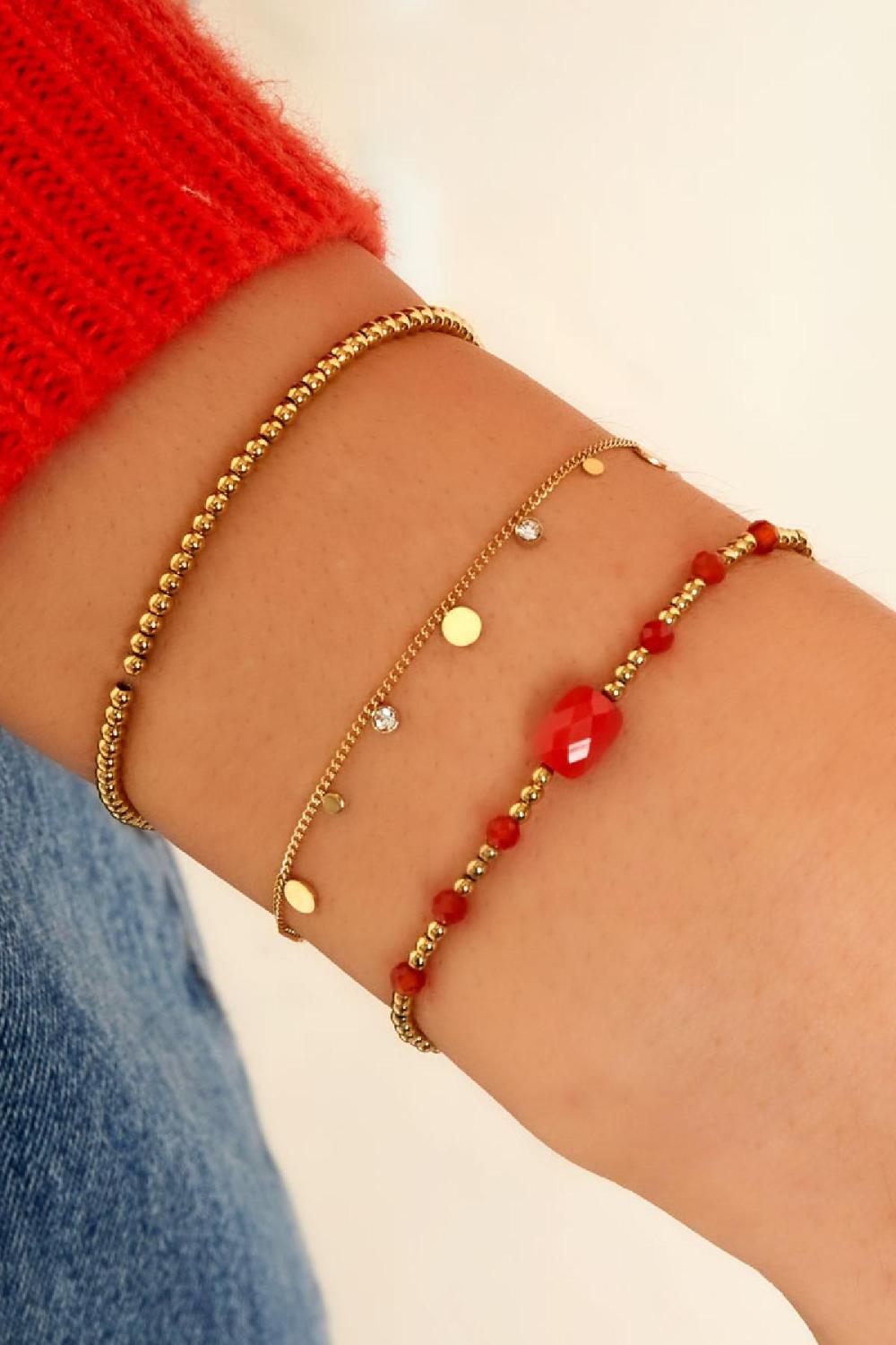 Bracelet Simple Avec Détails En Strass Couleur Or Acier Inoxydable Image2
