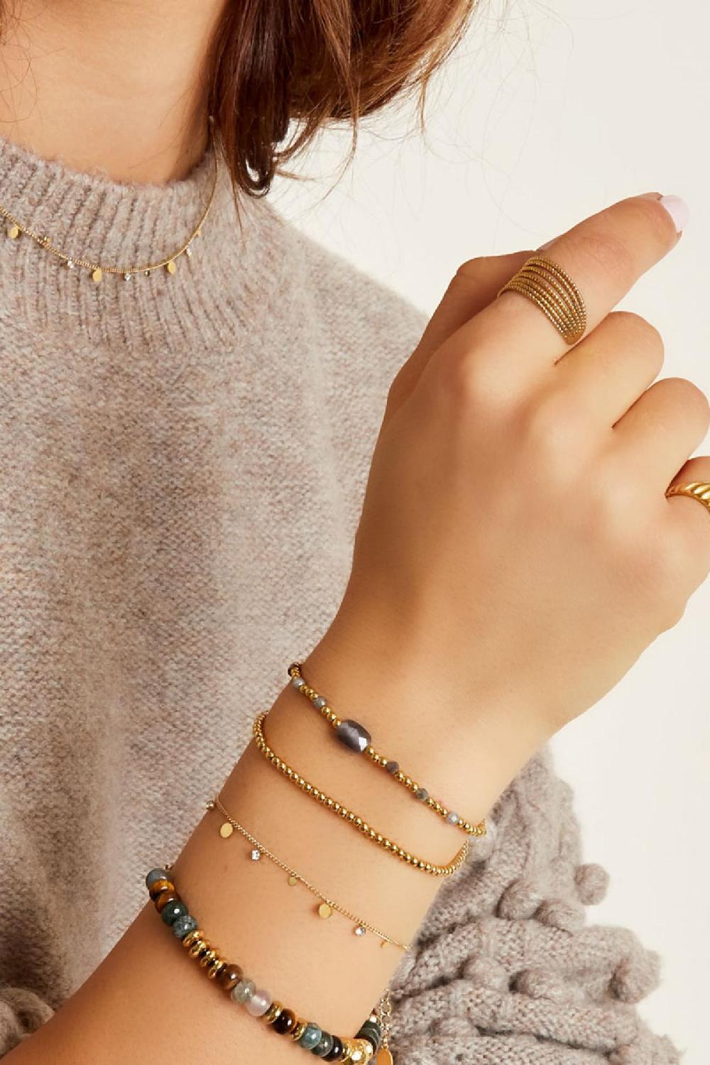 Bracelet Simple Avec Détails En Strass Couleur Or Acier Inoxydable Image3