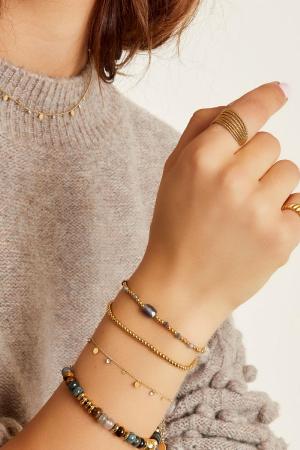 Bracelet Simple Avec Détails En Strass Couleur Or Acier Inoxydable h5 Image3
