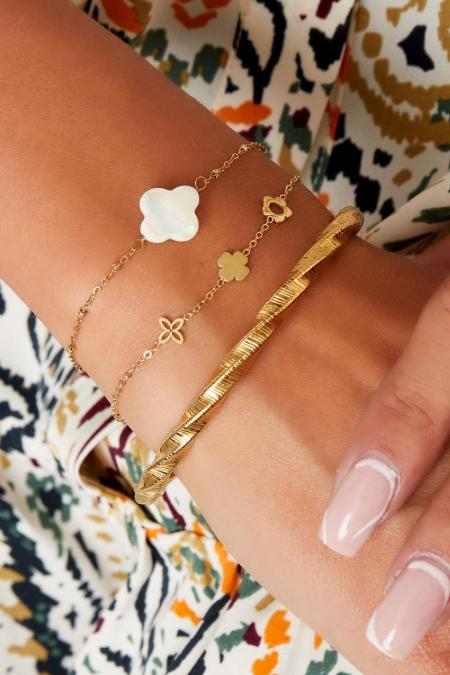 Bracelet avec trois fleurs différentes Argenté Acier inoxydable 2