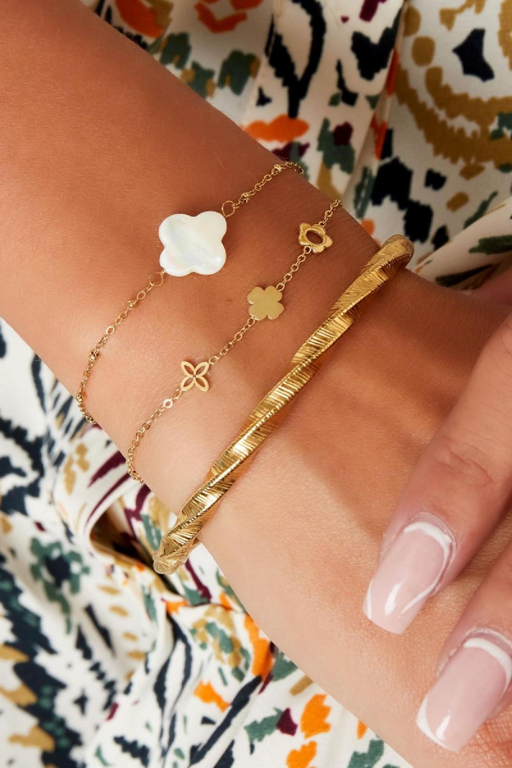 Bracelet Avec Trois Fleurs Différentes Argenté Acier Inoxydable h5Image2