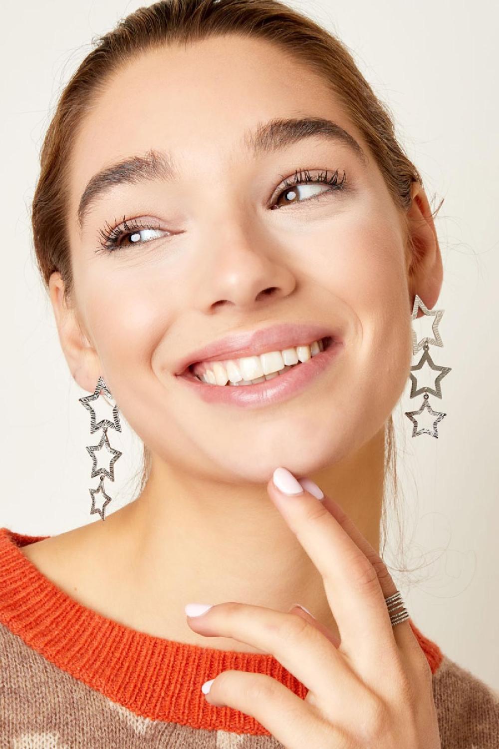 Boucles D'oreilles Étoiles Avec Motif Acier Inoxydable Image4