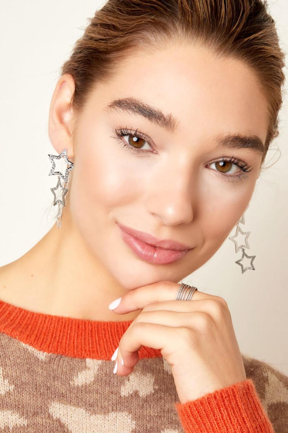 Boucles D'oreilles Étoiles Avec Motif Acier Inoxydable Image2