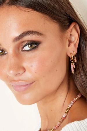 Boucles D'oreilles Avec Breloques En Pierre Violet Acier Inoxydable h5 Image4