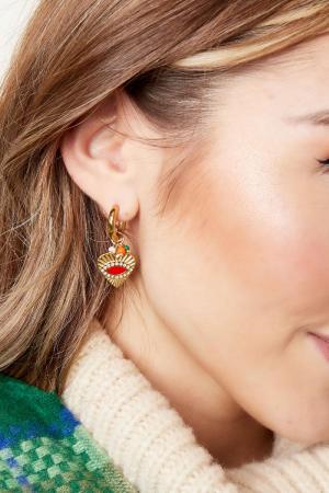 Boucles D'oreilles Avec Coeur Et Petites Perles Acier Inoxydable h5 Image2