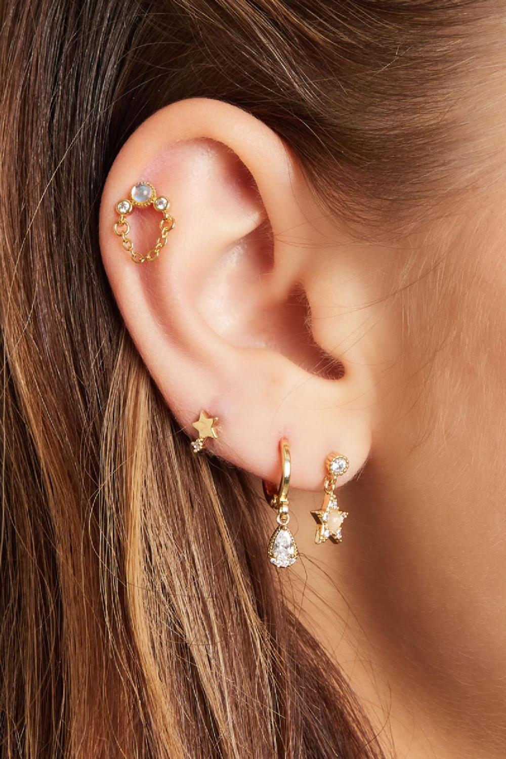 Piercing Avec Chaîne - Collection Sparkle Couleur Orange & Couleur Or Cuivré Image3