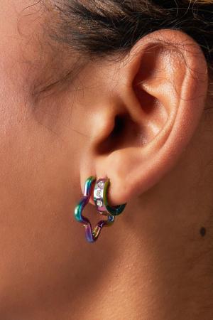 Boucles D'oreilles Holographiques Avec Pierres Multicouleur Acier Inoxydable h5 Image3