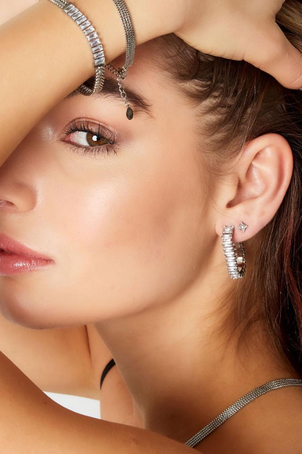 Clous D'oreilles Étoile Avec Strass Acier Inoxydable Image4