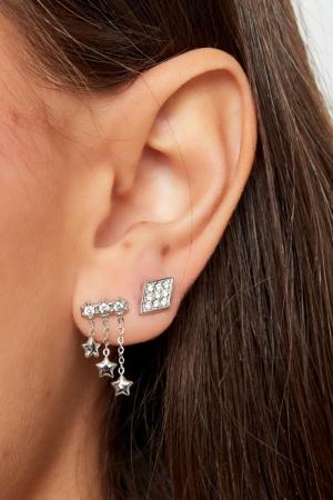 Clous D'oreilles Diamant Avec Pierres Argenté Acier Inoxydable h5 Image2