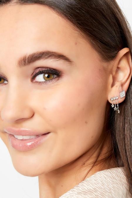 Boucles d'oreilles avec chaîne et étoiles Acier inoxydable 2