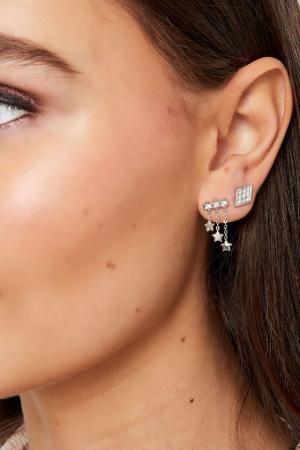 Boucles D'oreilles Avec Chaîne Et Étoiles Acier Inoxydable h5 Image3