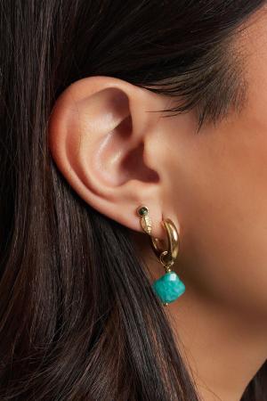 Boucles D'oreilles Avec Trèfle - Collection Pierres Naturelles Vert & Couleur Or Acier Inoxydable h5 Image3