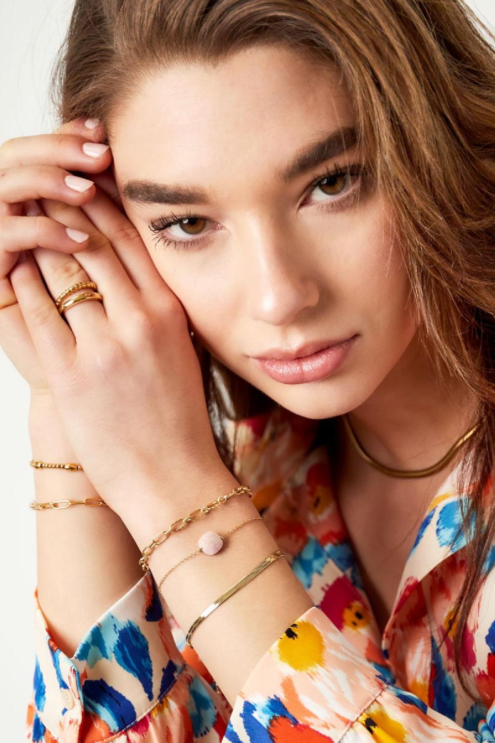 Bracelet Lien Subtil Couleur Or Acier Inoxydable h5Image2