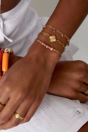 Bracelet Lien Fleur Couleur Or Acier Inoxydable h5 Image3