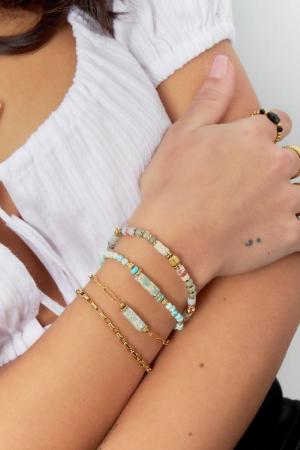 Bracelet Maillons Avec Pendentif Pierre - Collection Pierres Naturelles Rose & Couleur Or Acier Inoxydable h5 Image2