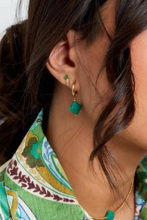 Boucles D'oreilles Couleur Trèfle - Collection Pierres Naturelles Vert Acier Inoxydable h5 Image2
