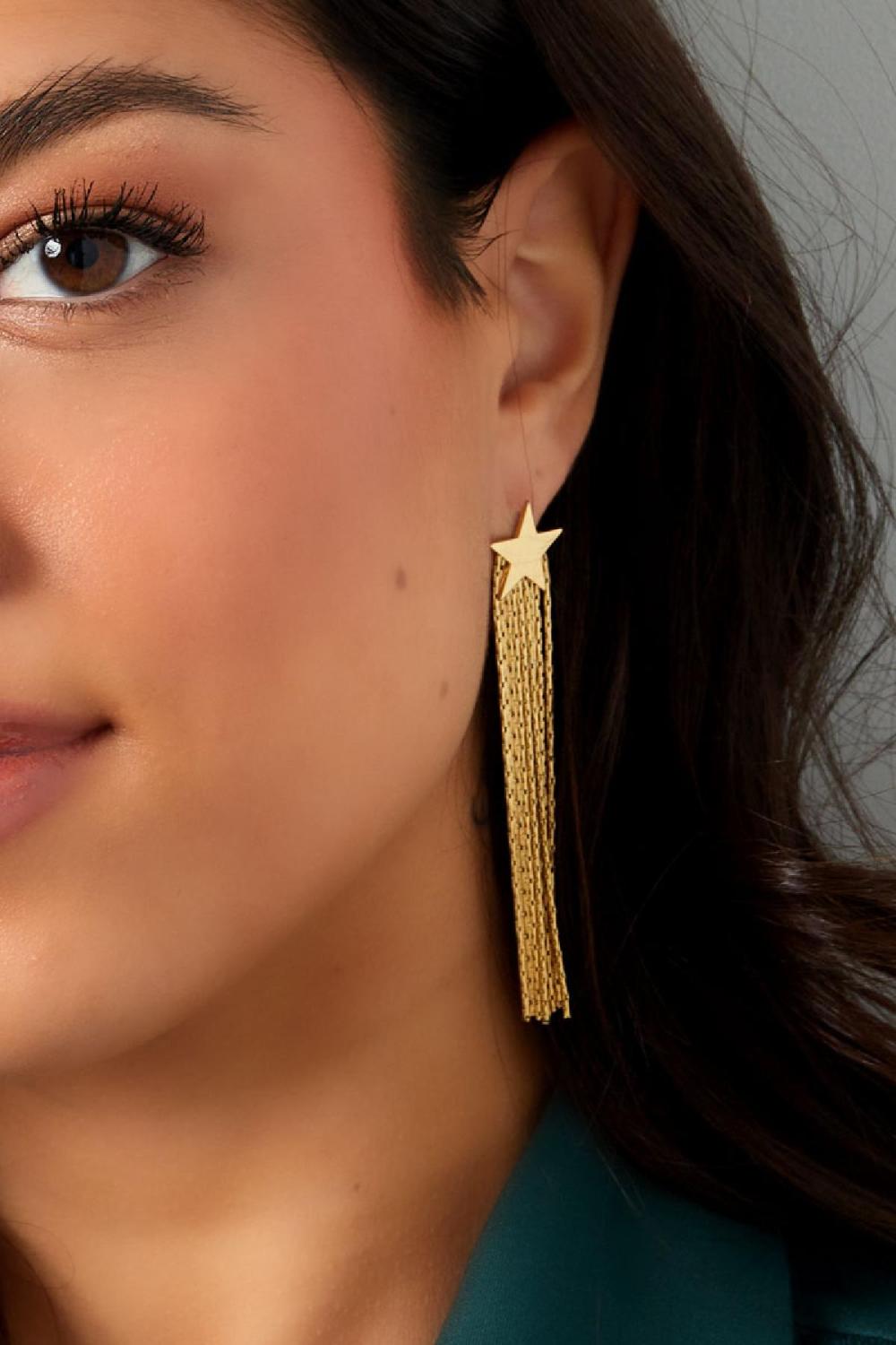 Boucles D'oreilles Déclaration Étoile Argenté Acier Inoxydable h5Image2