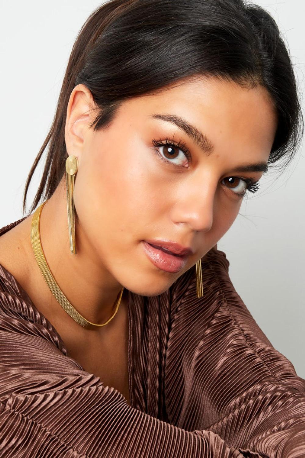 Boucles D'oreilles Tendance Rond/Coeur Acier Inoxydable Image4