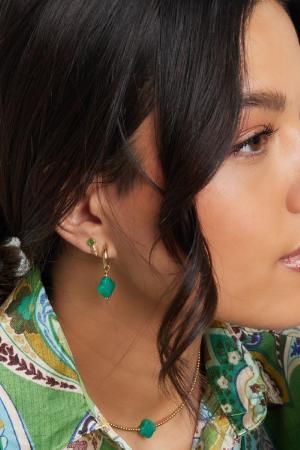 Clous D'oreilles Feuille & Pierre - Collection Pierres Naturelles Couleur Or Blanc Acier Inoxydable h5 Image3