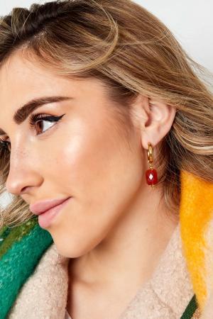 Boucles D'oreilles Avec Pendentif Rectangulaire Noir & Couleur Or Acier Inoxydable h5 Image2