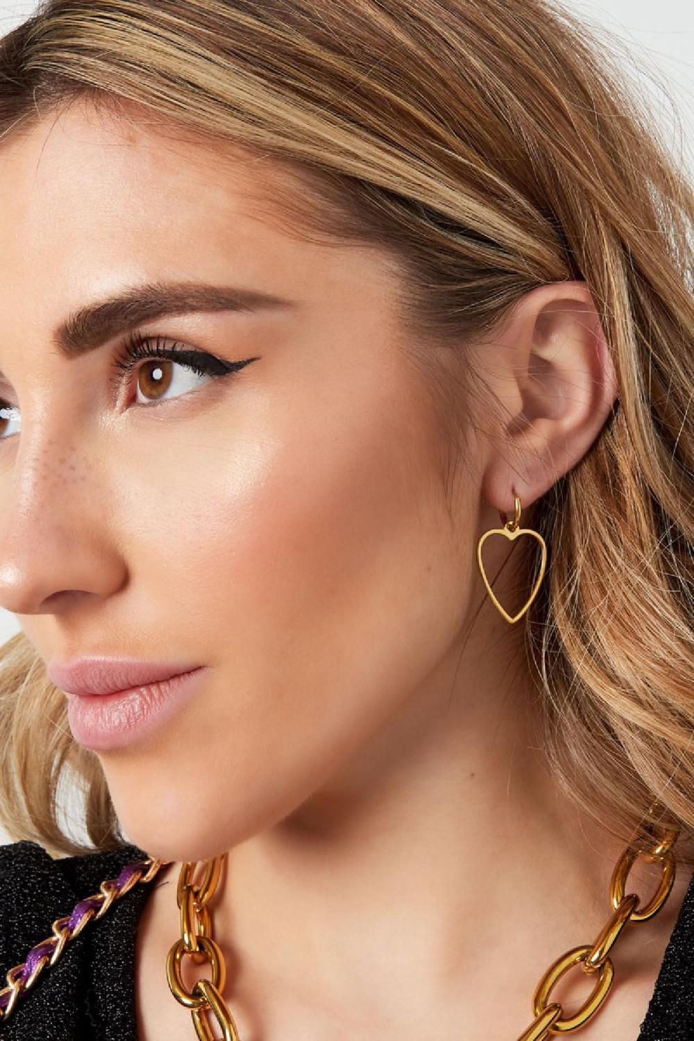 Boucles D'oreilles Coeur Basique Acier Inoxydable h5Image3