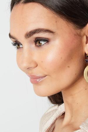 Boucles D'oreilles Rondes Avec Perles De Verre Gris Et Argent Acier Inoxydable h5 Image3