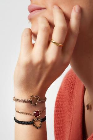 Bracelet Corde Avec Coeur Et Perles Beige Acier Inoxydable h5 Image3