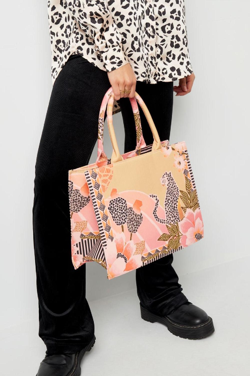 Shopper Léopard Avec Fleur Medium Multicouleur Polyester Image3