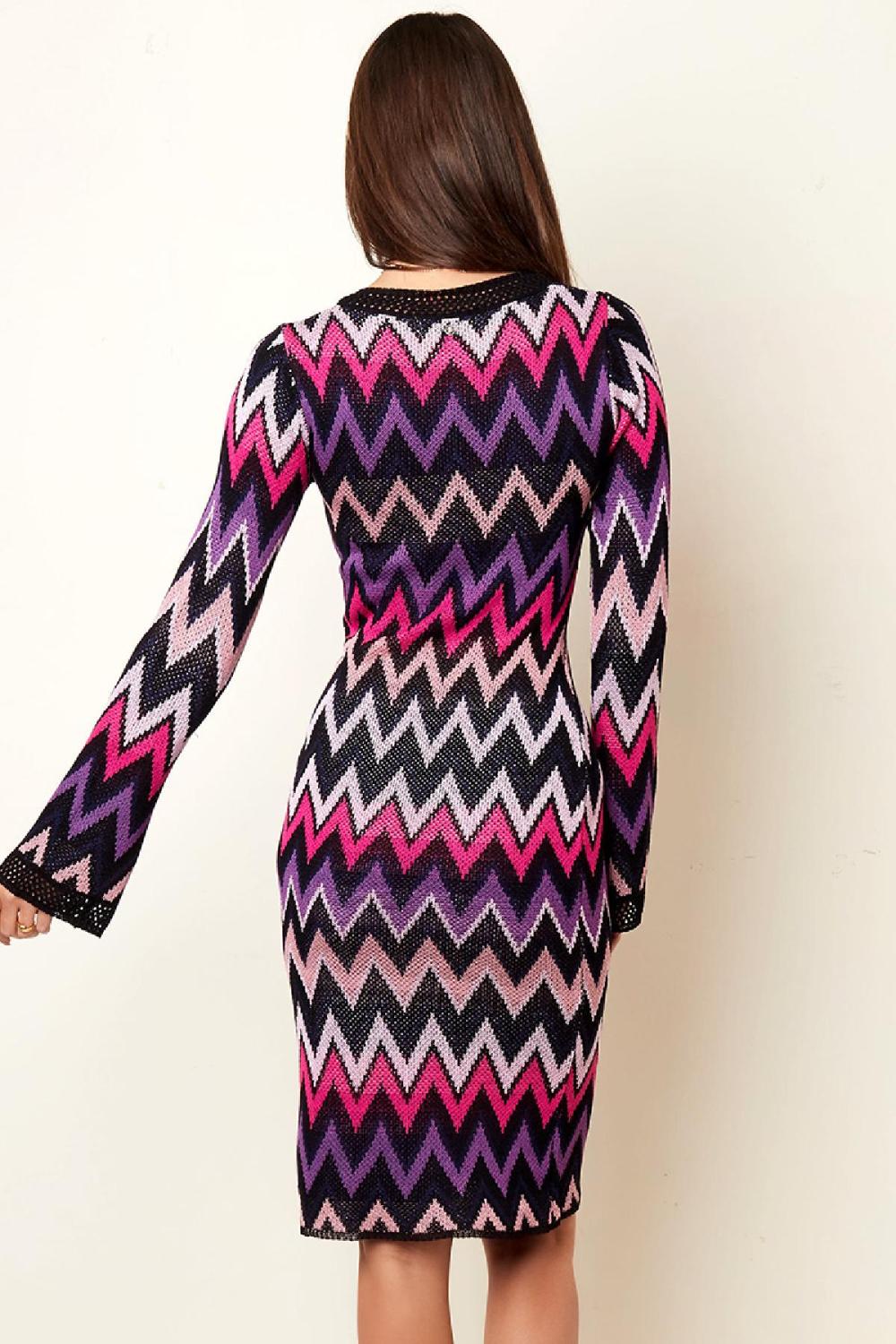 Robe Mi-Longue En Viscose Pour Femme Motif Zigzag Image7