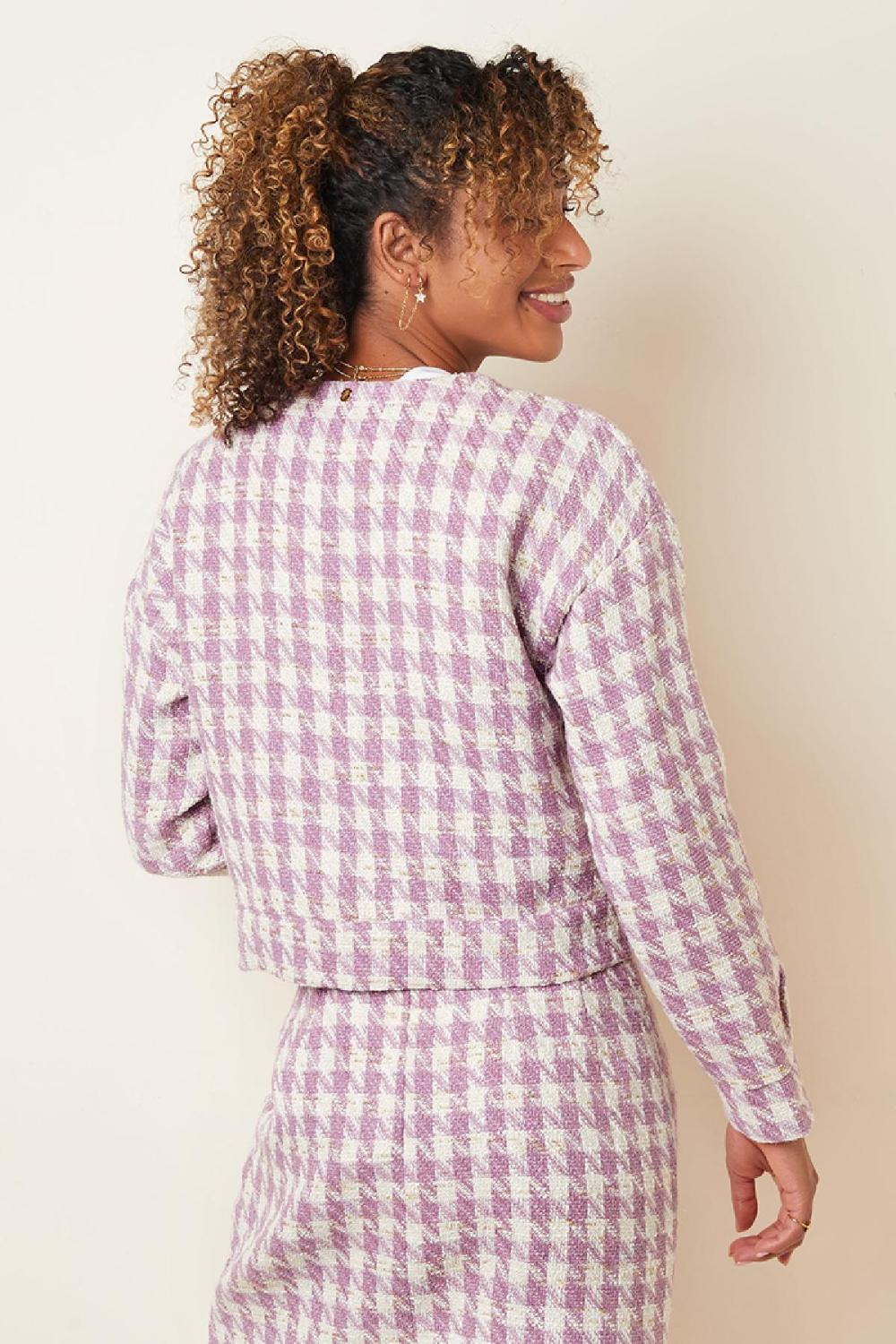 Jacket Pied De Poule Print Violet S h5Image6