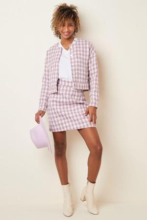 Jacket Pied De Poule Print Violet S h5 Image3