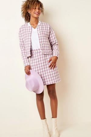 Jacket Pied De Poule Print Violet S h5 Image4