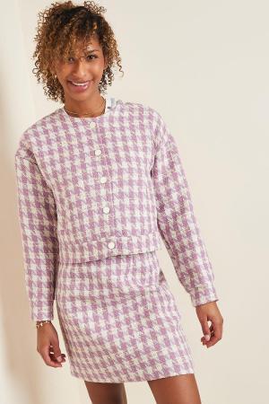 Jacket Pied De Poule Print Violet S h5 Image5
