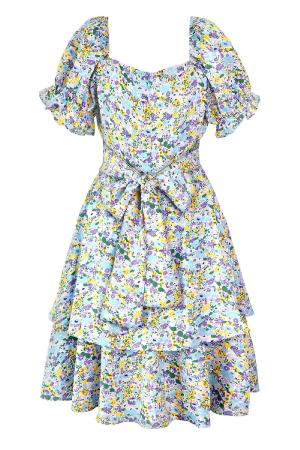 Robe Fleurie Eté Bleu S h5 Image8